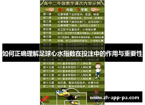 如何正确理解足球心水指数在投注中的作用与重要性