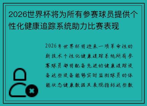 2026世界杯将为所有参赛球员提供个性化健康追踪系统助力比赛表现